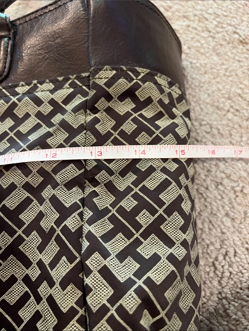 Tommy Hilfiger Brown and Cream Signature Stripe Tote